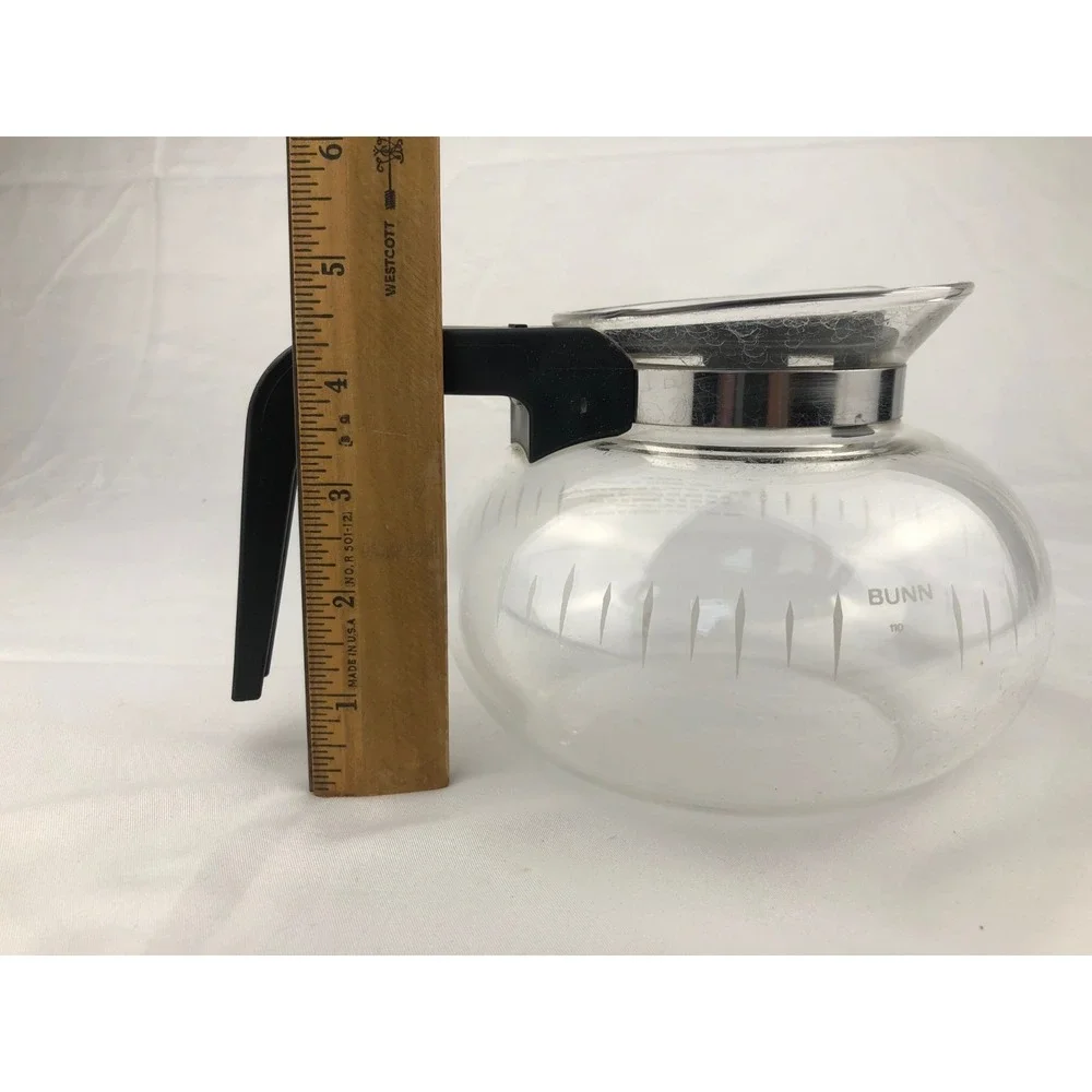 Vintage Bunn 6 Cup Glass Coffee Carafe Pot Replacement Black Handle Lid Decanter